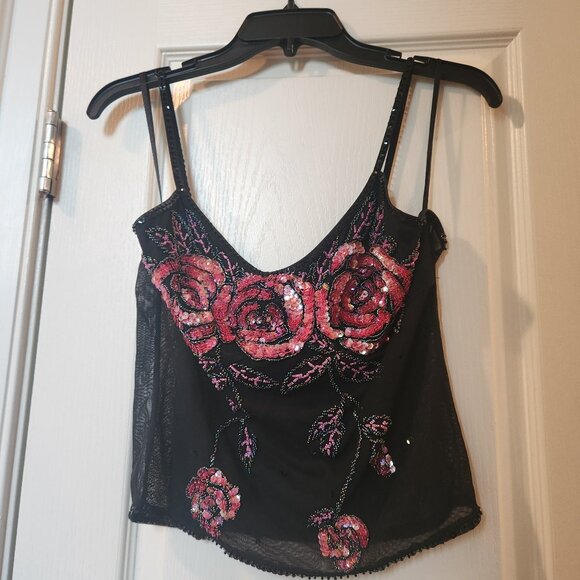 CACHE Embellished with Sequins and Beads Tank Top Size L - Picture 1 of 16